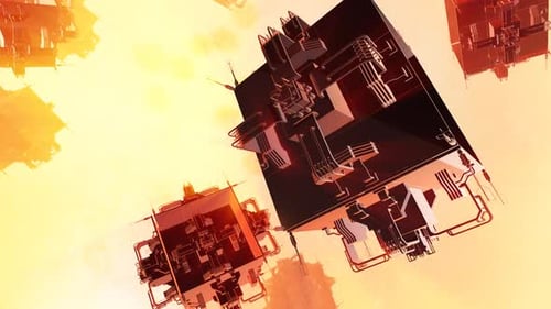 Industrial Cubes In Sci Fi Sky