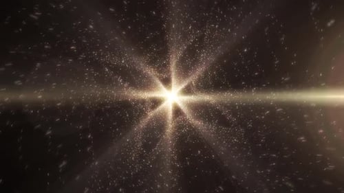 Abstract Golden Shimmering Particles and Lens Flare Background