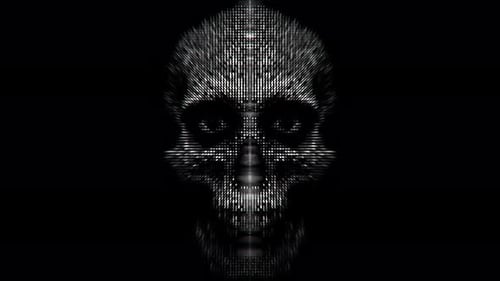 Abstract Glitch Skull Morphing Digital Noise Animation