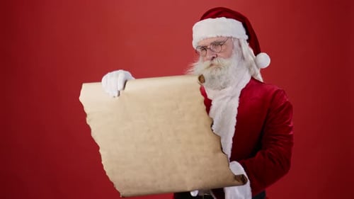 Santa Claus Reading a Long List on Scroll