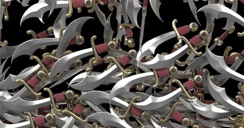 3D Curved Swords Screen Transition Alpha Channel 4K