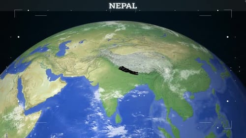3D Earth Globe Zoom to Nepal Country Highlight