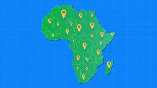 Animated Africa Map with Location Pins