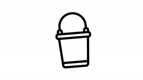 water bucket line icon animation