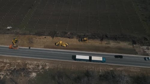 Aerial View of Repair of the Road Rural Zone