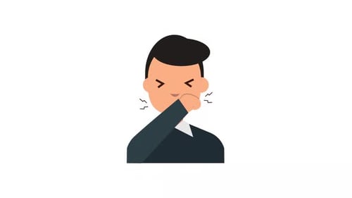 Flat Design Animation of Person Coughing or Sneezing Icon
