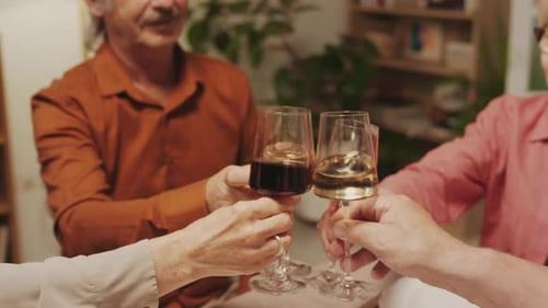 Friends and Family Celebrating with Wine