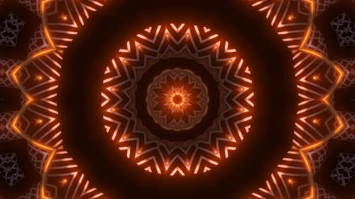 Abstract Glowing Geometric Symmetrical Kaleidoscope Animation
