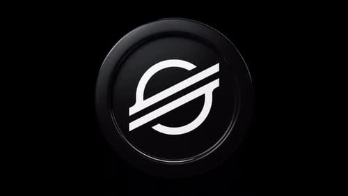 Pièce Stellar XLM, rotation 3D à 360 degrés en noir par jeton de cryptomonnaie Seemless Loop