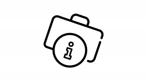 Animated Briefcase and Information Icon Minimalist Line Art