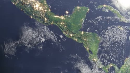Planet Earth view from the space of Central America with clouds formation weather hurricane and capi