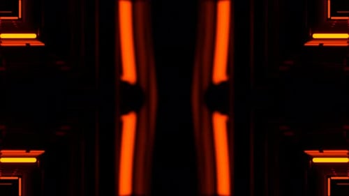 Red And Orange Neon Abstract Symmetrical Cyber Lights Background Vj Loop In 4K