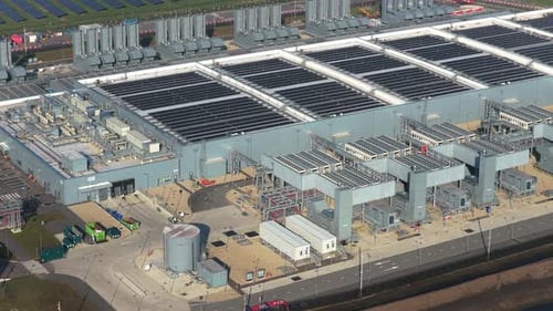 Aerial view of a modern ai cloud data center
