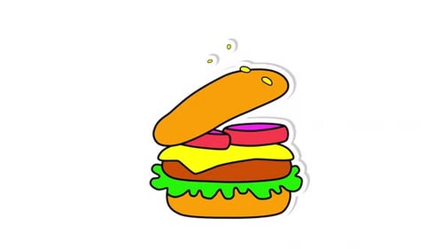 Animated Cartoon Hamburger Building and Assembly