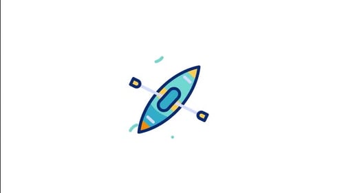 Animated Flat Design Kayak Paddling Icon