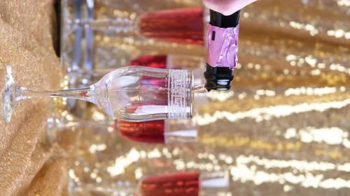 Champagne Flute Being Filled at Elegant Event