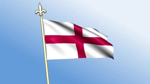 Animated England Flag Waving on a Golden Pole