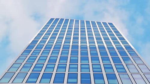Bottom-up view of a skyscraper in Frankfurt downtown, Germany.