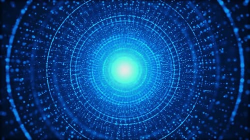 Futuristic Blue Digital Tunnel Particle Loop