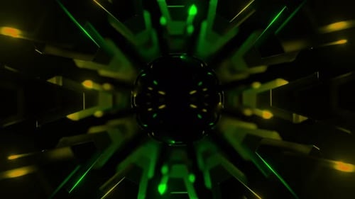 Futuristic Glowing Tunnel with Abstract Geometric Lights Loop