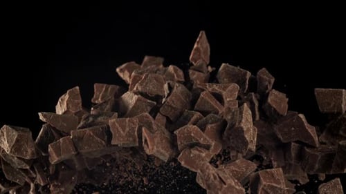 Chocolate Chunks Rising Deliciously in Slow Motion