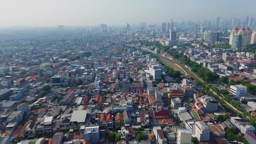 Aerial View Of Houses In Jakarta, Indonesia