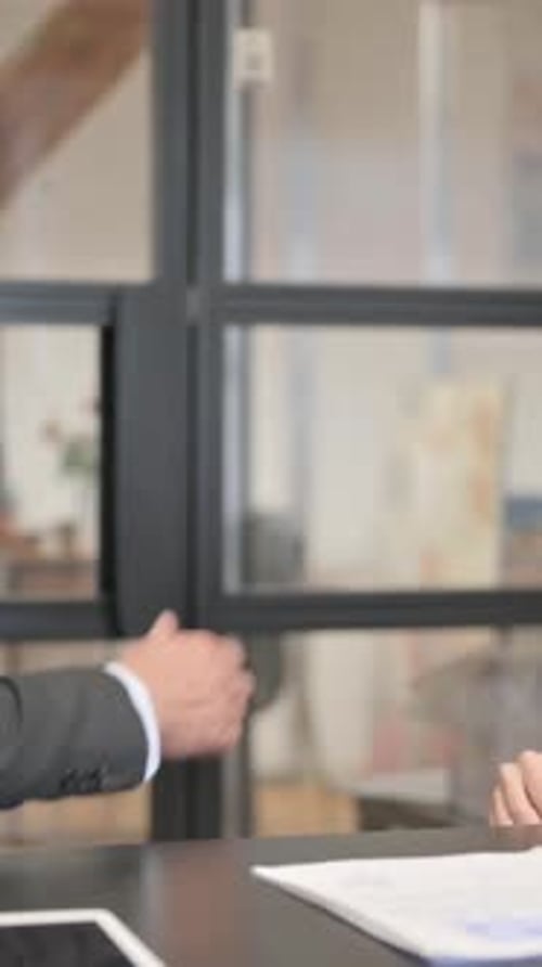 Business People Shaking Hand after Agreement, Close up, vertical