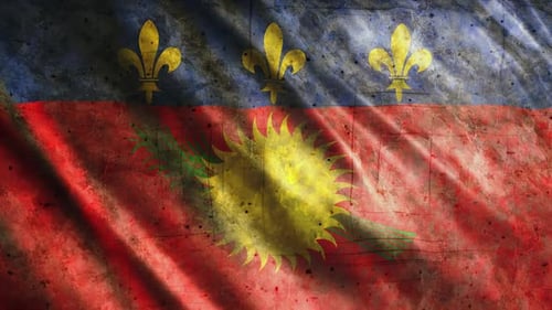 Guadeloupe Grunge Flag Waving Animation