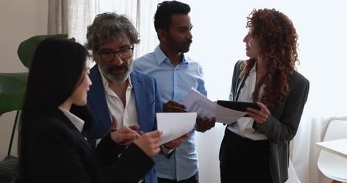 Multiracial Business People Working Inside Corporate Office