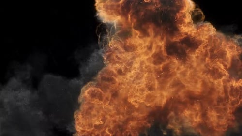 Realistic Fiery Explosion With Smoke And Spark Particles