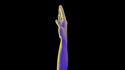 Spinning Colour Halftone Effect Thumb Over Palm Hand
