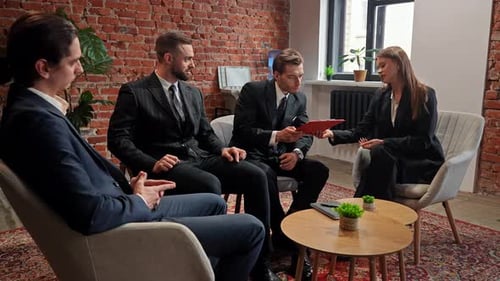 Team of Professionals Collaborating in a Modern Office