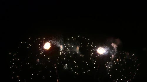 Hermosa celebración abstracta colorida exhibición de fuegos artificiales en el fondo nocturno