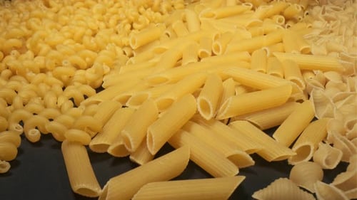 Variety of Dried Pasta Shapes Close Up