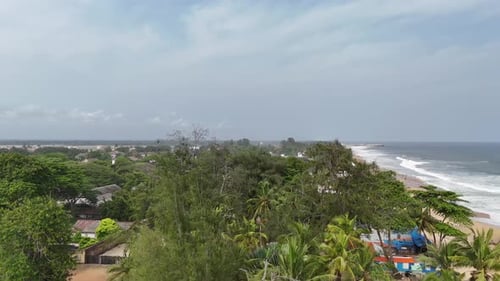 Aerial video over Grand Bassam Ivory Coast, on a sunny day.
