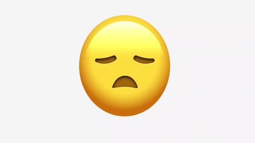 Animated 3D Disappointed Emoji Face Loop