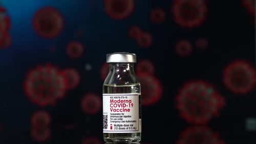 Close Up of Moderna COVID-19 Vaccine Vial