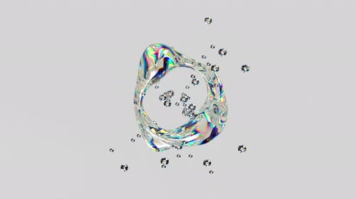 Transparent multicolored liquid waving surface with bubbles