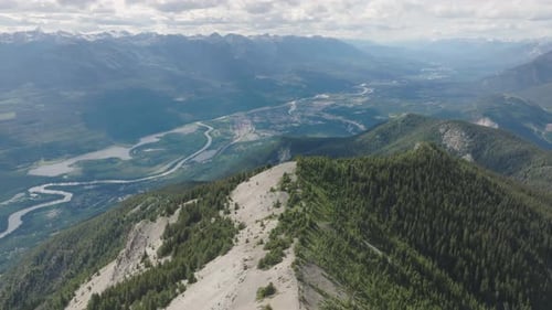 Mount 7 Ridge And Green Forest From Beaverhead Peak In Golden, British Columbia, Canada. - aerial