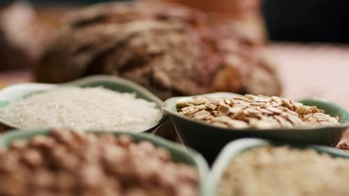 Carbohydraterich Foods on a Table Carbs Food Close Up