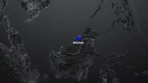 Brunei Map Blue Color 4K