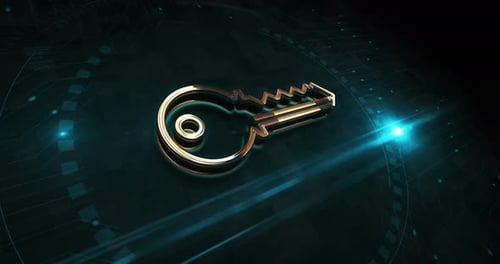 Cyber security with key symbol 3d digital concept loop