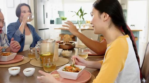 Family and Friends Sharing Meal Together