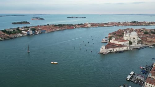 Venice Italy Skyline Aerial View of Basilica Di Santa Maria Della Salute