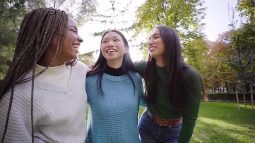 Video of Three Girls Having Fun Outdoors on a Sunny Spring Day