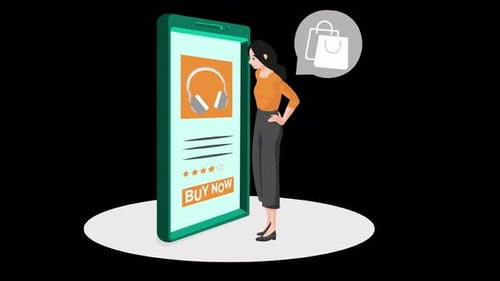 Animated Online Shopping Concept on Smartphone