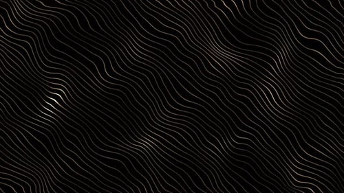 Ondas doradas sobre fondo negro. Mar digital, gráfico lineal. Fondo de bronce. Tarjeta tipográfica.
