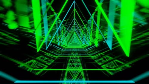 Green Triangular Dimension VJ Loop Background Animation in 4K