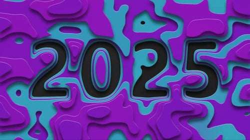 Abstract Layered 2025 New Year Countdown Title Animation