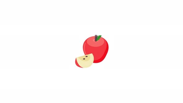 Simple Red Apple And Slice Animated Illustration, Elements Motion ...